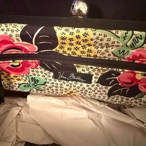 Vera Bradley Black and Pink Floral Clutch